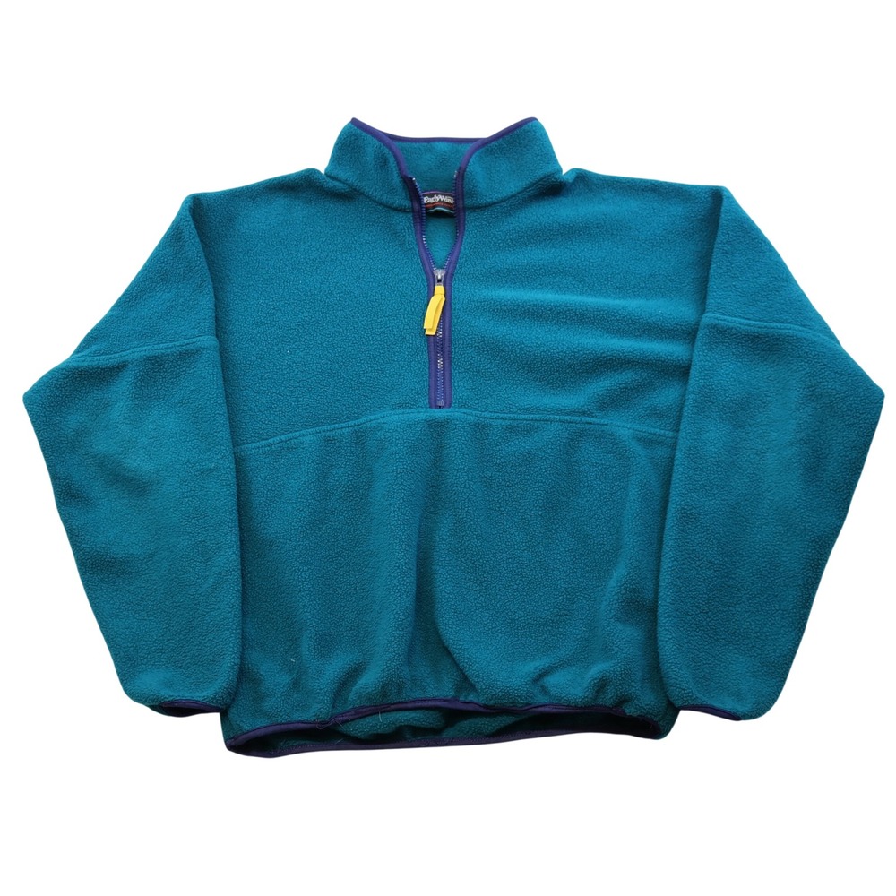 Early Winters Mens M Fleece Pullover Teal Vintage 90s Quarter Zip USA 70831